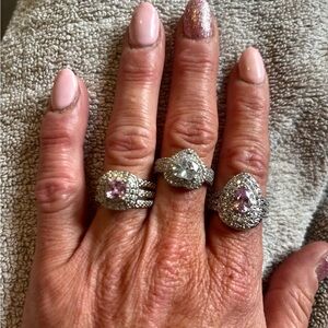 Elegant Silver and Purple Gemstone Ring Set